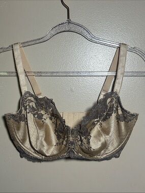 Wacoal 34G Tan Gray Lace Underwire Bra
